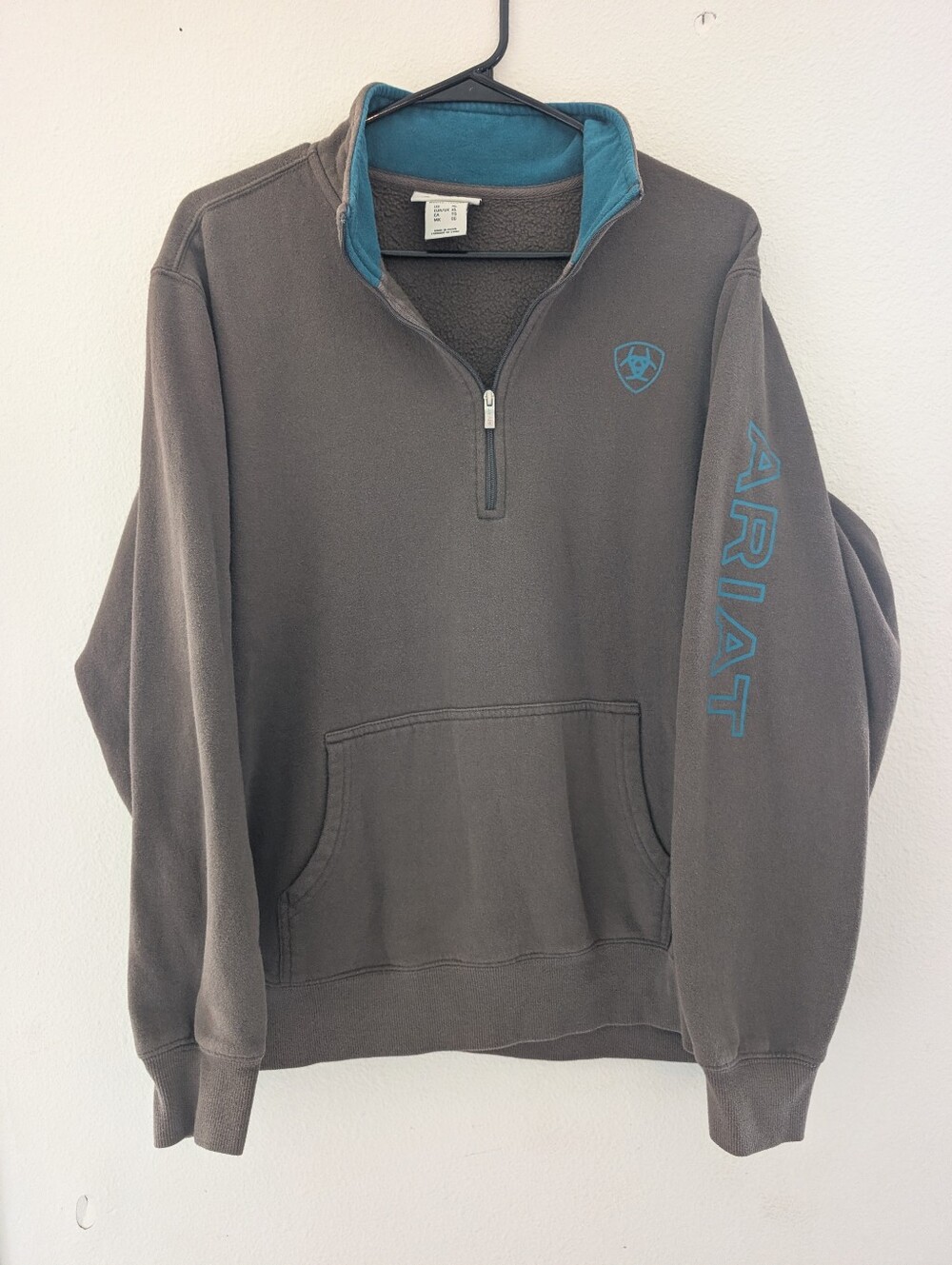Ariat Woman's Charcoal Zip Pullover with Teal Trim
